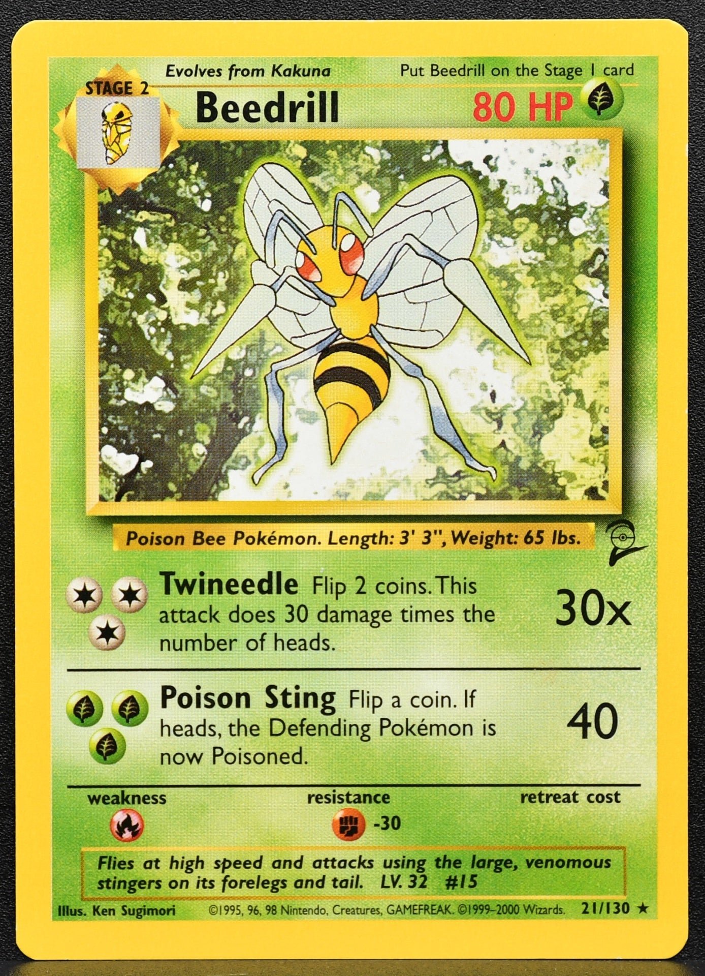 Pokemon TCG Beedrill Base Set 2 021/130 Normal LP EN