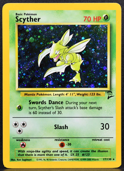 Pokemon TCG Scyther Base Set 2 17/130 Holofoil LP EN