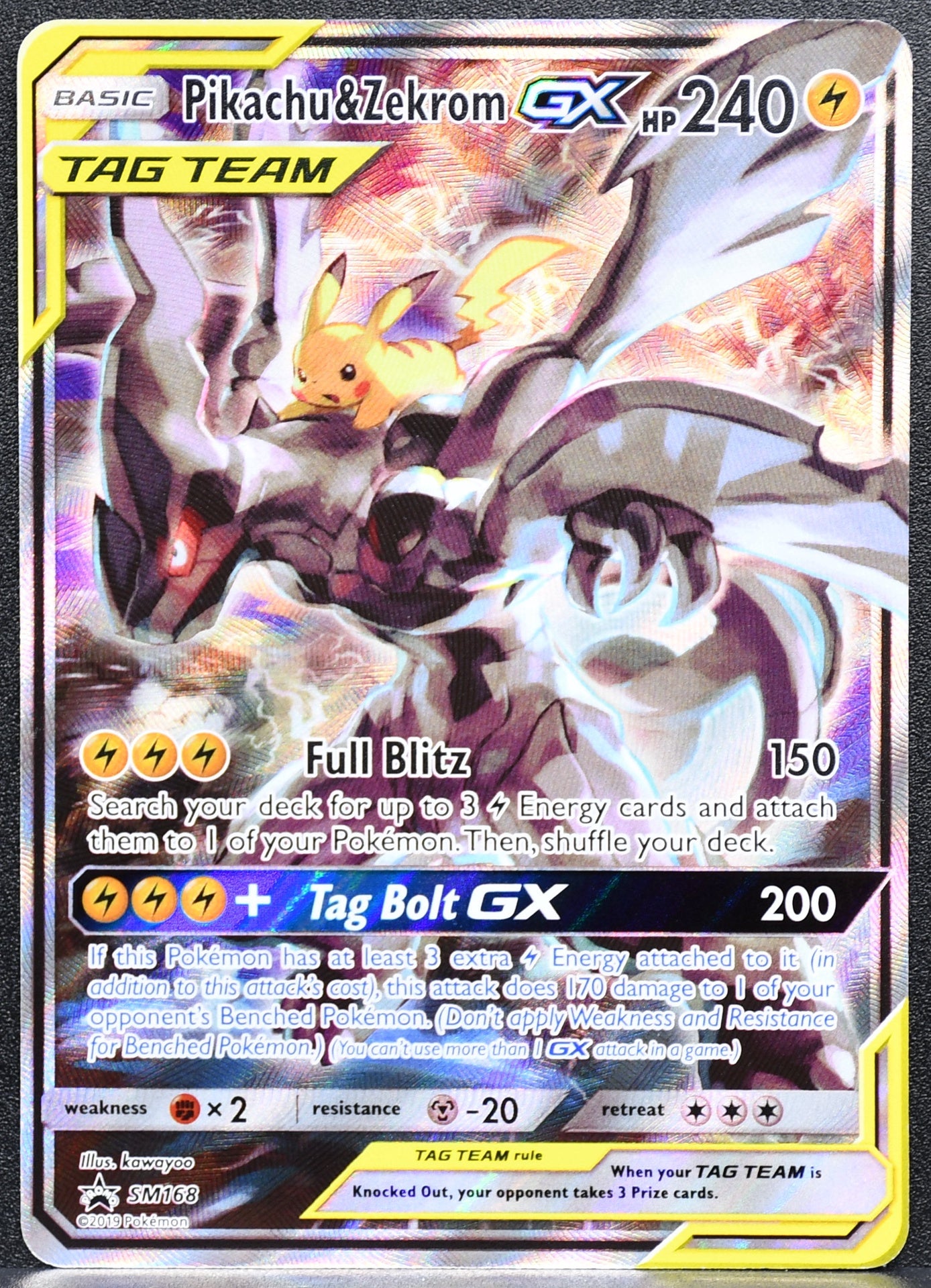 Pokemon TCG Pikachu & Zekrom GX Tag Team SM168 Black Star Promo LP EN