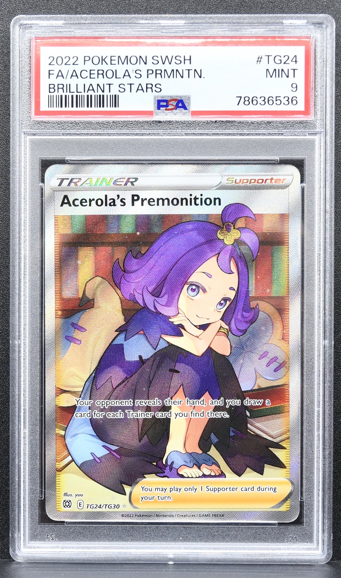 Pokemon TCG Acerola's Premonition TG24/TG30 Brilliant Stars Full Art PSA 9