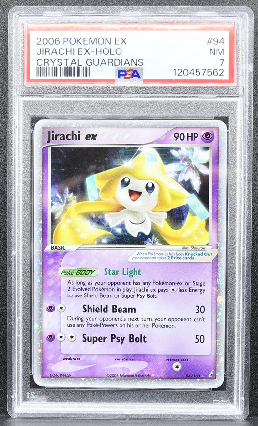 Pokemon TCG Jirachi ex 94/100 Crystal Guardians Holofoil PSA 7