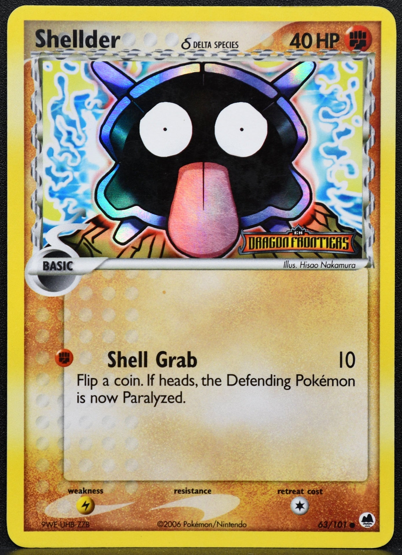 Shellder Delta Species (63/101) Reverse Holofoil Stamped - Dragon Frontiers DMG