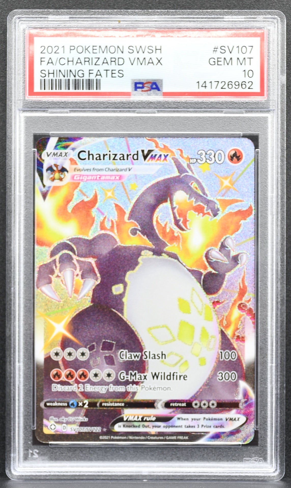 Pokemon TCG Charizard VMAX SV107/SV122 Shining Fates PSA 10