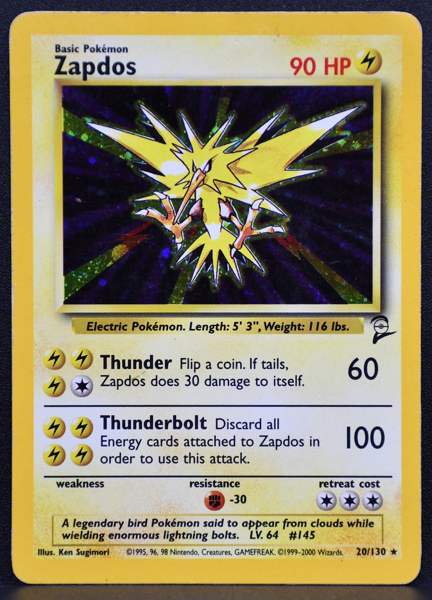 Pokemon TCG Zapdos 020/130 Base Set 2 Holofoil DM