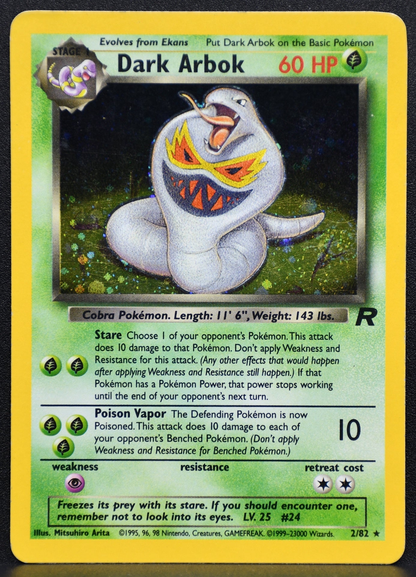 Pokemon TCG Dark Arbok 02/82 Team Rocket Unlimited Holofoil HP
