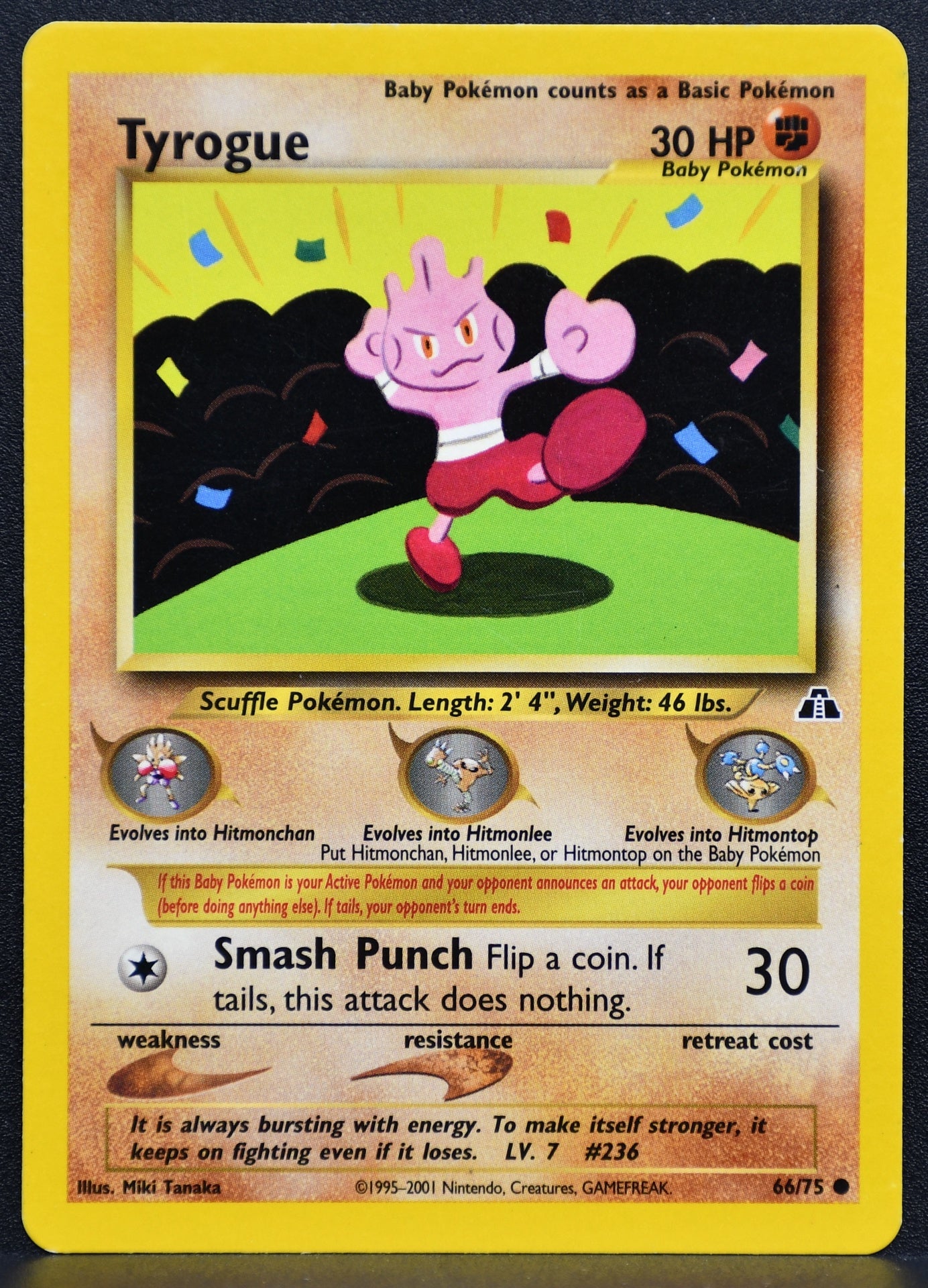 Pokemon TCG Tyrogue 66/75 Neo Discovery Unlimited NM