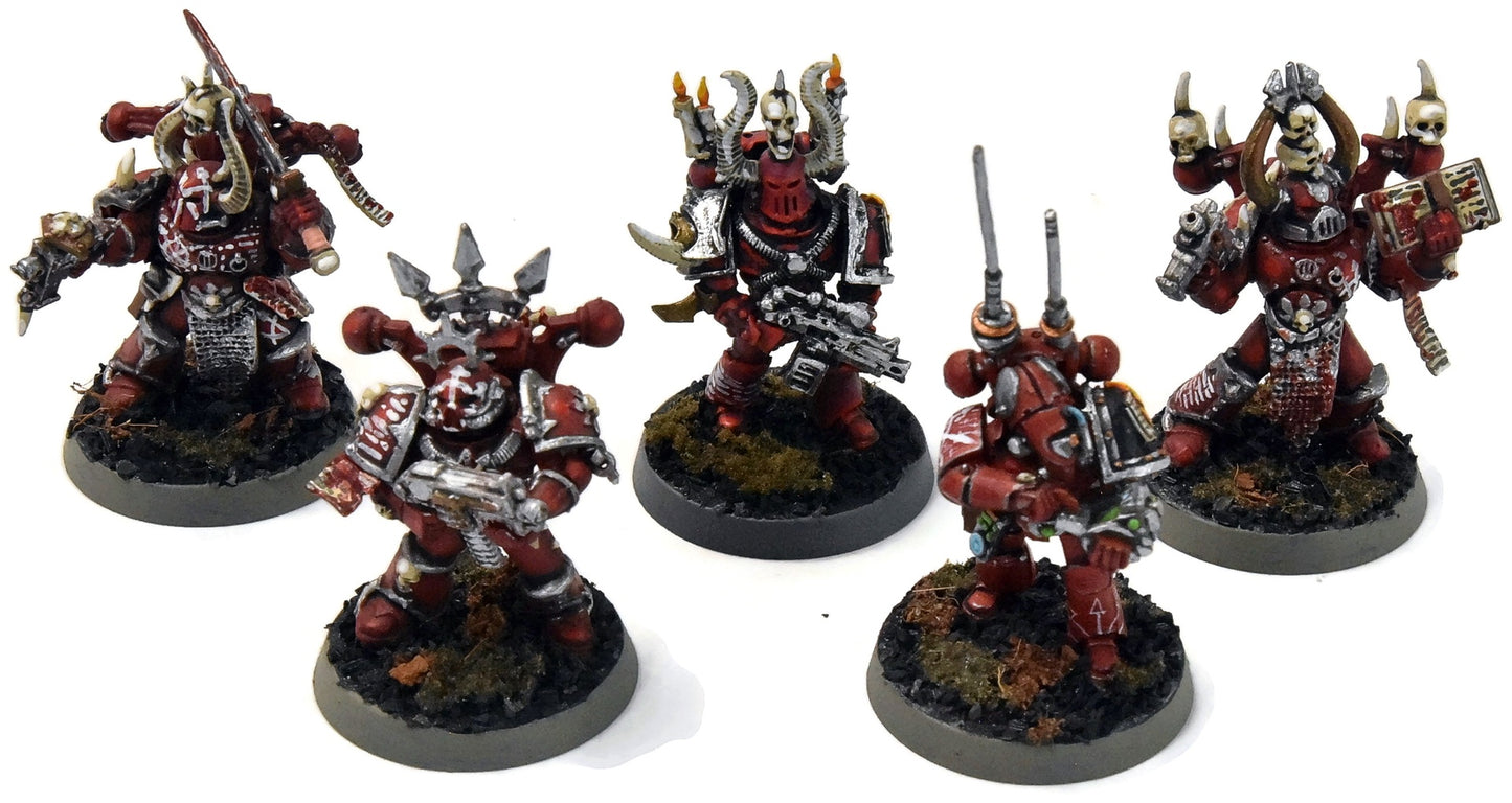 CHAOS SPACE MARINES World Eaters 5 Chaos Space Marines #2 WELL PAINTED 40K