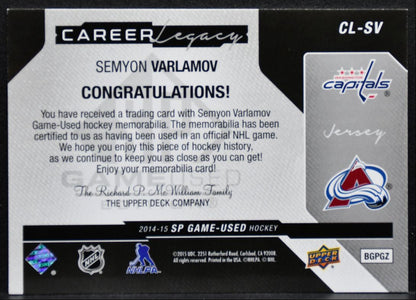 2014-15 SP Game Used Career Legacy Jerseys Varlamov Jersey 1571