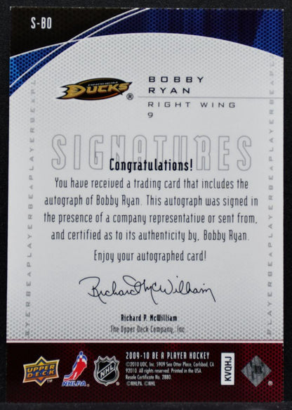 2009-10 Upper Deck Be A Player Signatures Bobby Ryan Anaheim Ducks Auto 4132