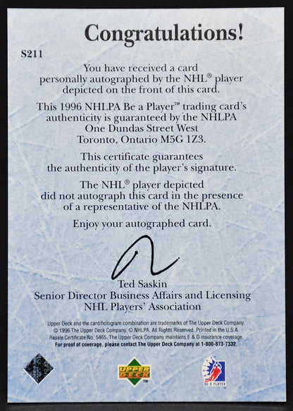 1995-96 UD Be a Player Ice Wars Chris Chelios S211 Auto
