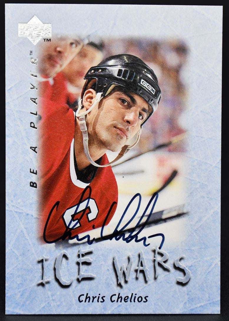 1995-96 UD Be a Player Ice Wars Chris Chelios S211 Auto