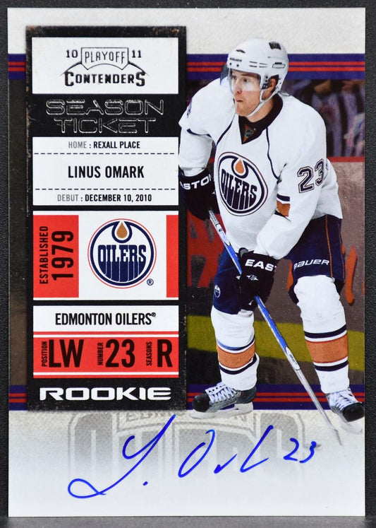 2010-11 Panini Playoff Contenders Season Ticket Linus Omark 146 RC Auto