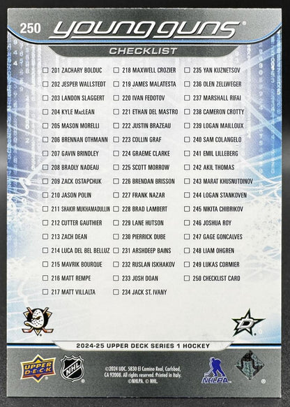2008-09 UD Young Guns Checklist Gauthier / Stankoven 250 /25