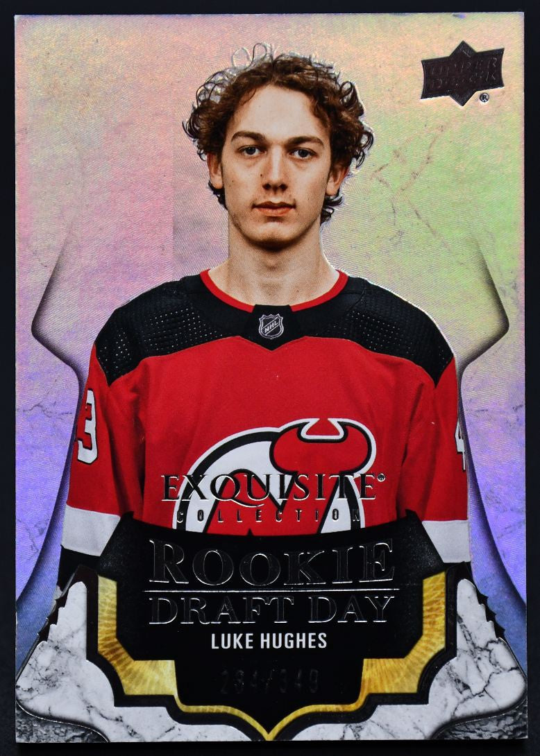 2023-24 UD Exquisite Collection Luke Hughes RDD-LH New Jersey Devils RC