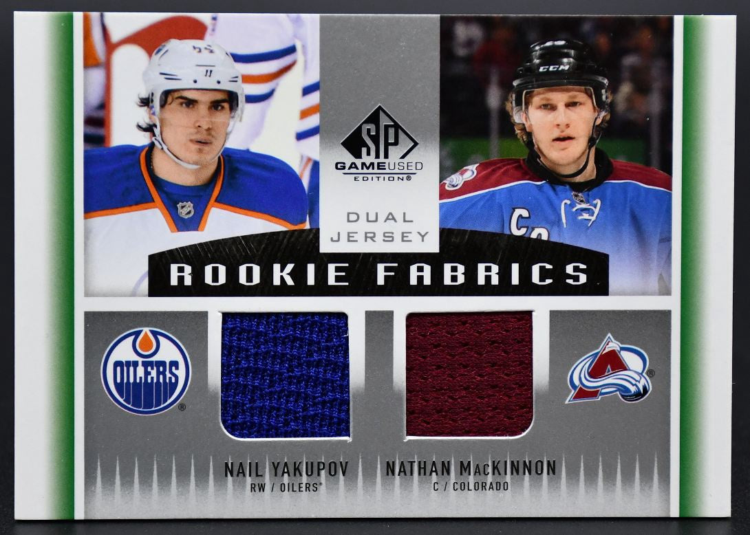 2013-14 SP Game Used Dual Rookie Fabrics Yakupov/MacKinnon RF2-YM RC Jersey