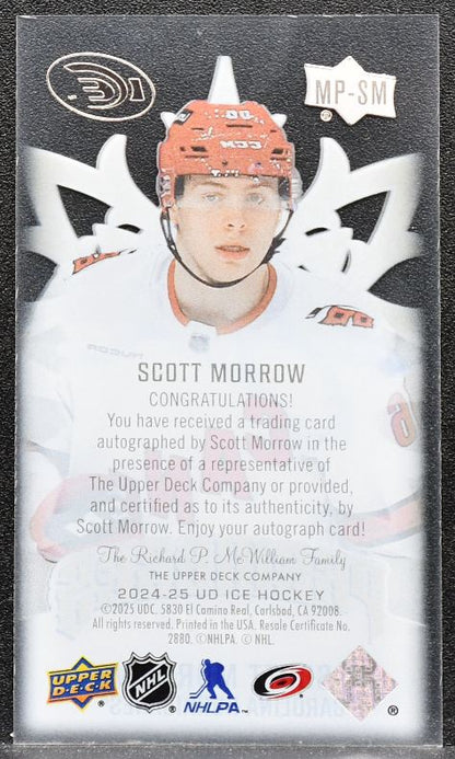 2024-25 UD Ice Mini Premieres Auto Scott Morrow MP-SM Hurricanes RC Auto 6996