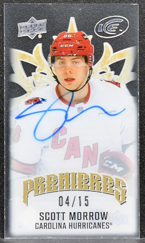2024-25 UD Ice Mini Premieres Auto Scott Morrow MP-SM Hurricanes RC Auto 6996