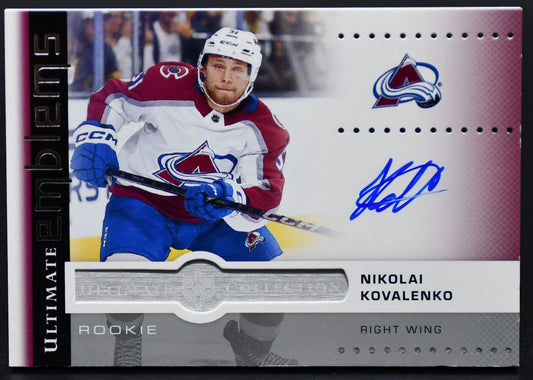 2024-25 UD Ultimate Collection Ultimate Emblems Nikolai Kovalenko UER-NK RC Auto