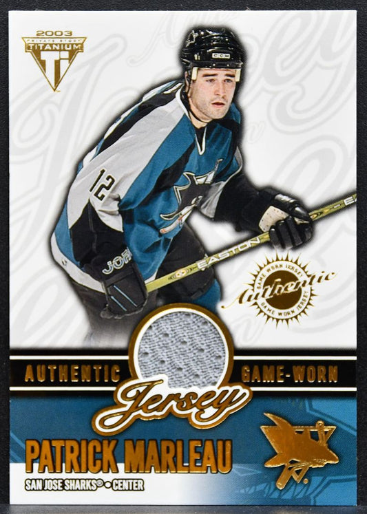 2002-03 Pacific Private Stock Titanium Patrick Marleau Sharks Jersey 6777