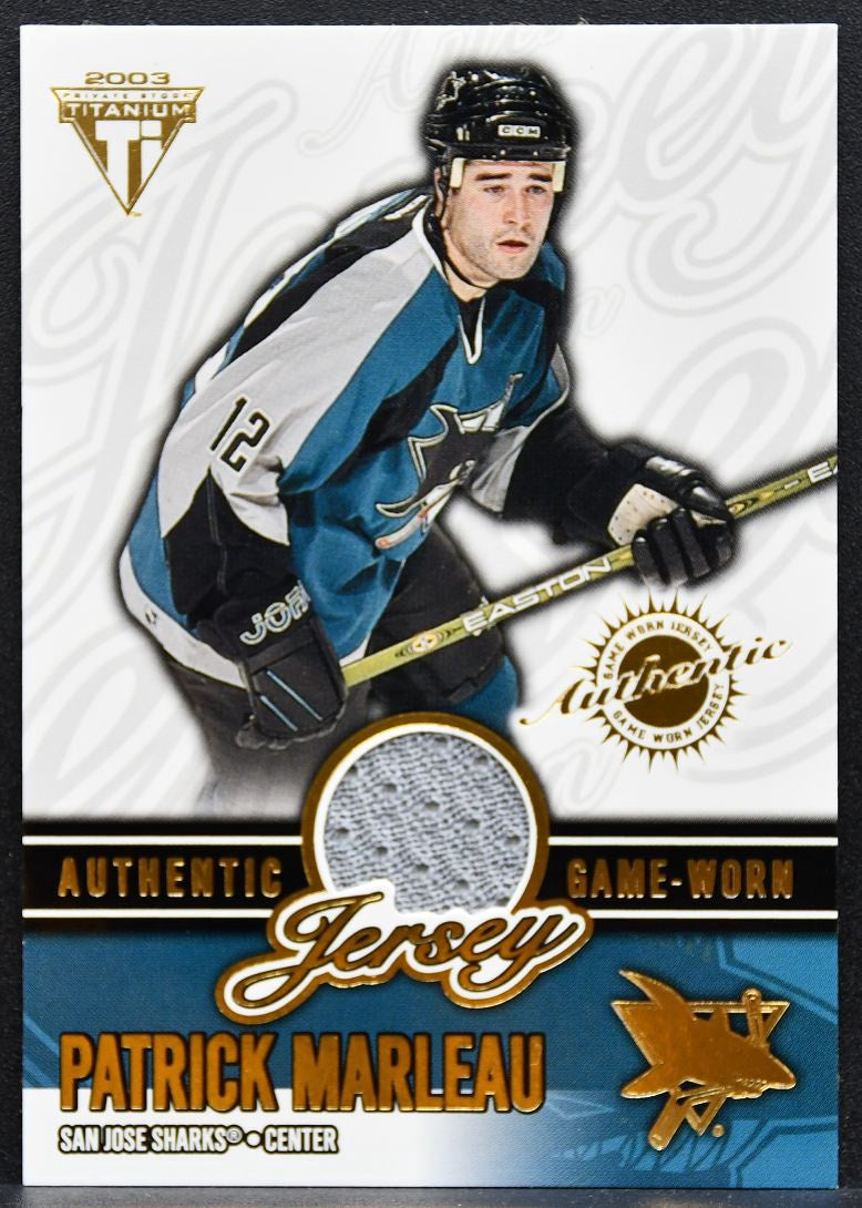 2002-03 Pacific Private Stock Titanium Patrick Marleau Sharks Jersey 6777