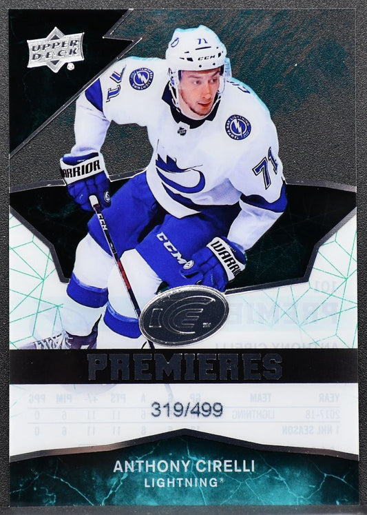 2018-19 UD Ice Premieres Anthony Cirelli 101 Tampa Bay Lightning RC 319/499 5364
