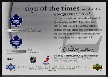 2005-06 SP Authentic Sign of the Times Nik Antropov / Matt Stajan D-AS Auto 4761