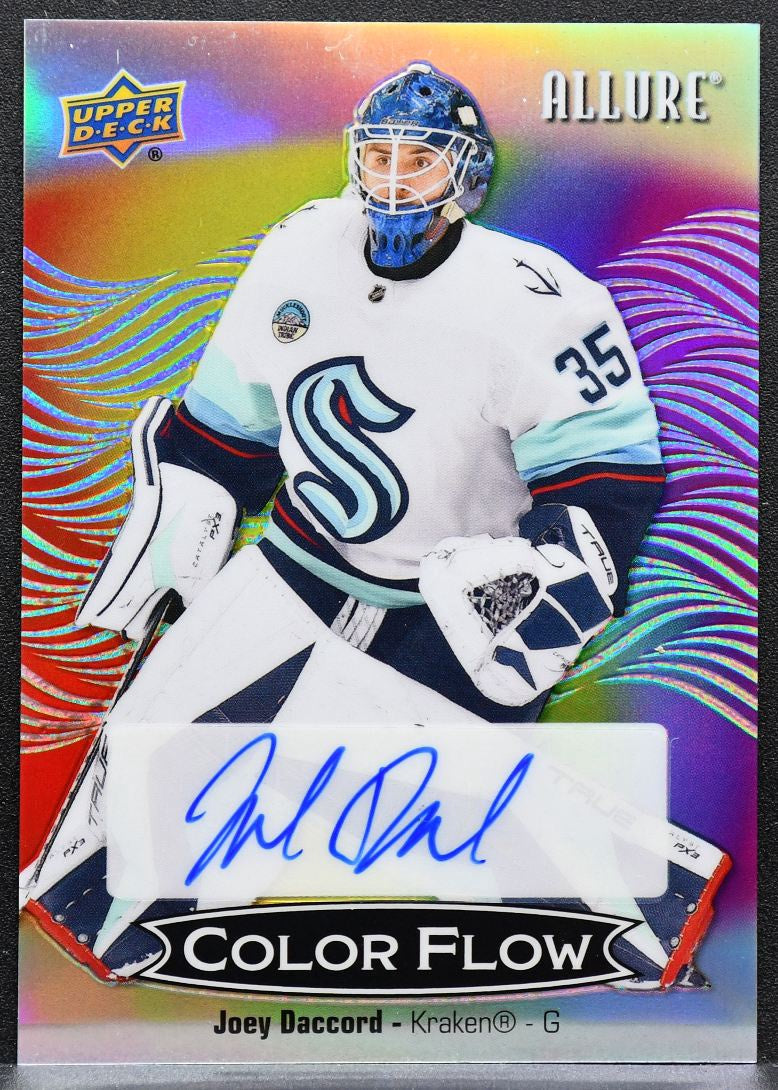 2024-25 UD Allure Color Flow Full Rainbow Auto Joey Daccord Kraken Auto 7177