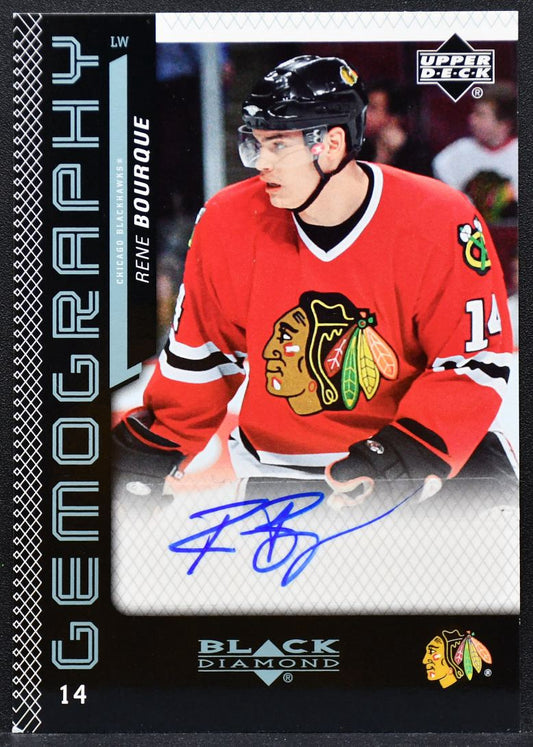 2006-07 UD Black Diamond Gemography Rene Bourque G-RB Blackhawks Auto 1936