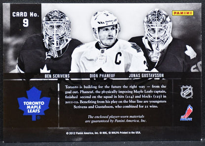 2012-13 Panini Prime Trios Scrivens/Phaneuf/Gustavsson 099/100 Jersey 0882