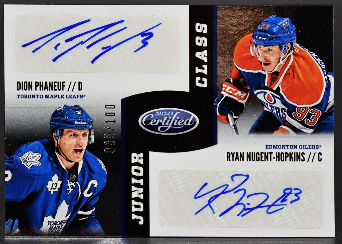 Carte autographiée Panini Certified Phaneuf/Nugent-Hopkins Maple Leafs / Oilers /100 (2012-13)
