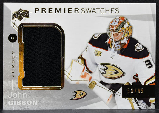 2018-19 Upper Deck Premier Swatches John Gibson PS-GI Ducks 53/99 Jersey 9646