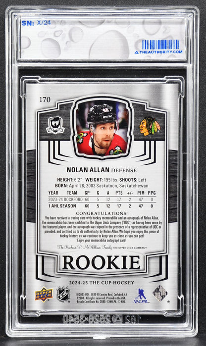 2024-25 UD The Cup Gold Foil Rookie Auto Patch Allan 170 RC Auto Patch 2323