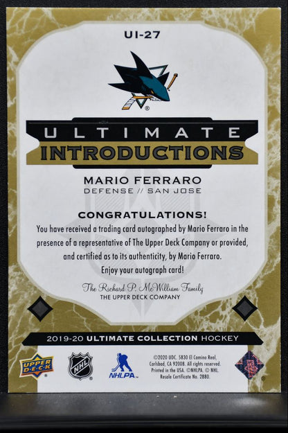 2019-20 UD Ultimate Collection Introductions Gold Auto Ferraro RC Auto 7116