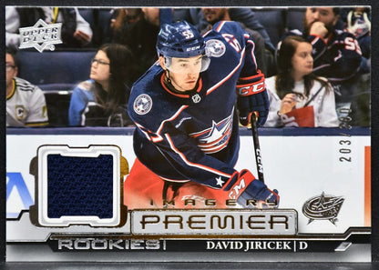 22-23 UD Premier Imagery Jersey RC David Jiricek Columbus Blue Jackets RC Jersey 6508