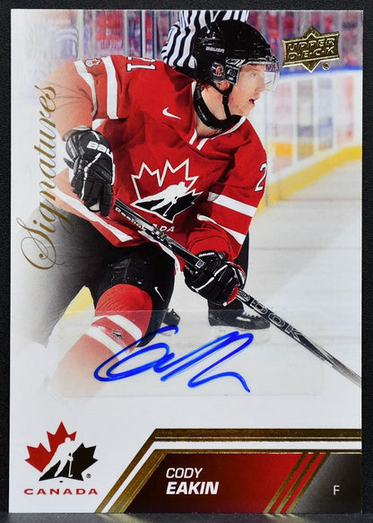 2013-14 Upper Deck Team Canada Gold Signatures Cody Eakin 31 Canada Auto 7455