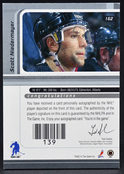 2002-03 In The Game Be a Player Signature Series Scott Niedermayer 162 Auto