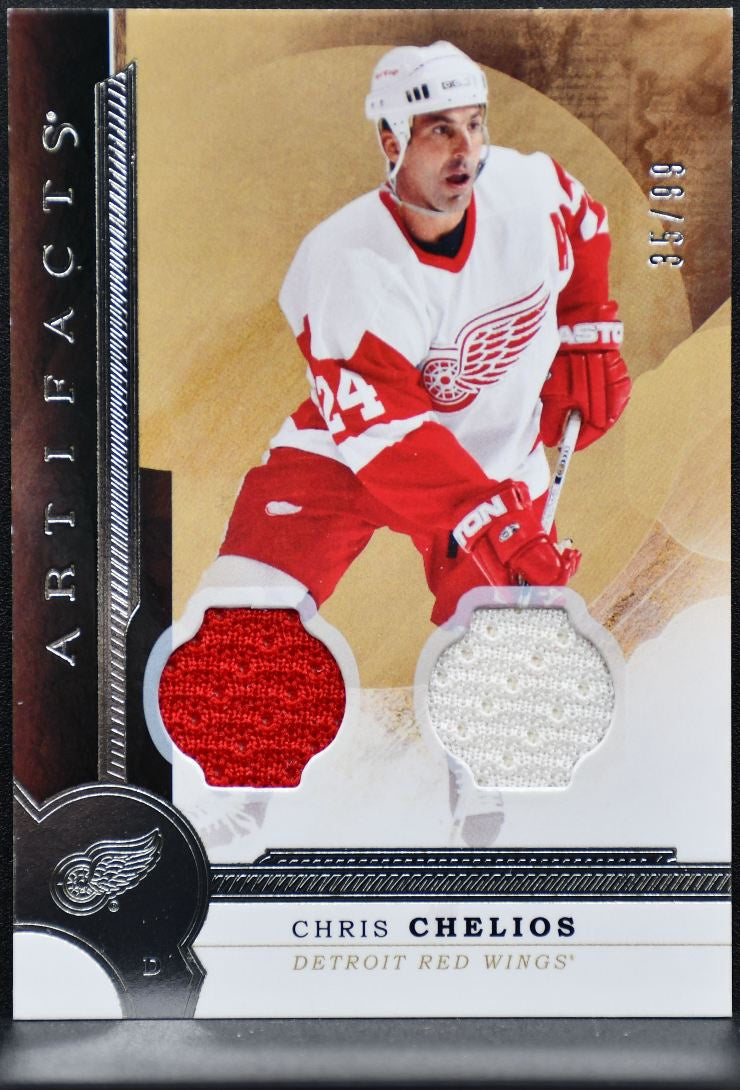 2016-17 UD Artifacts Gold Materials Chris Chelios Red Wings /99 Jersey 1747