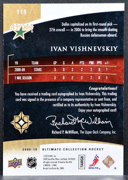 2009-10 UD Ultimate Collection Rookies Auto Ivan Vishnevskiy Stars RC Auto 0729