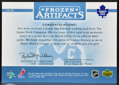 2005-06 UD Artifacts Frozen Darryl Sittler FA-DS Maple Leafs 152/275 Jersey 9240