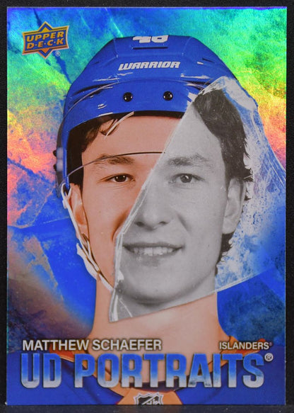 2025-26 Upper Deck Series 2 UD Portraits Matthew Schaefer P-32 Islanders RC 3985