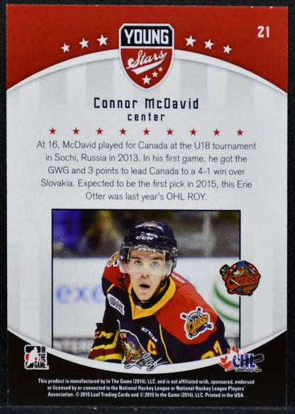 2014-15 Leaf In The Game CHL Young Stars Connor McDavid 21 Erie Otters 8185