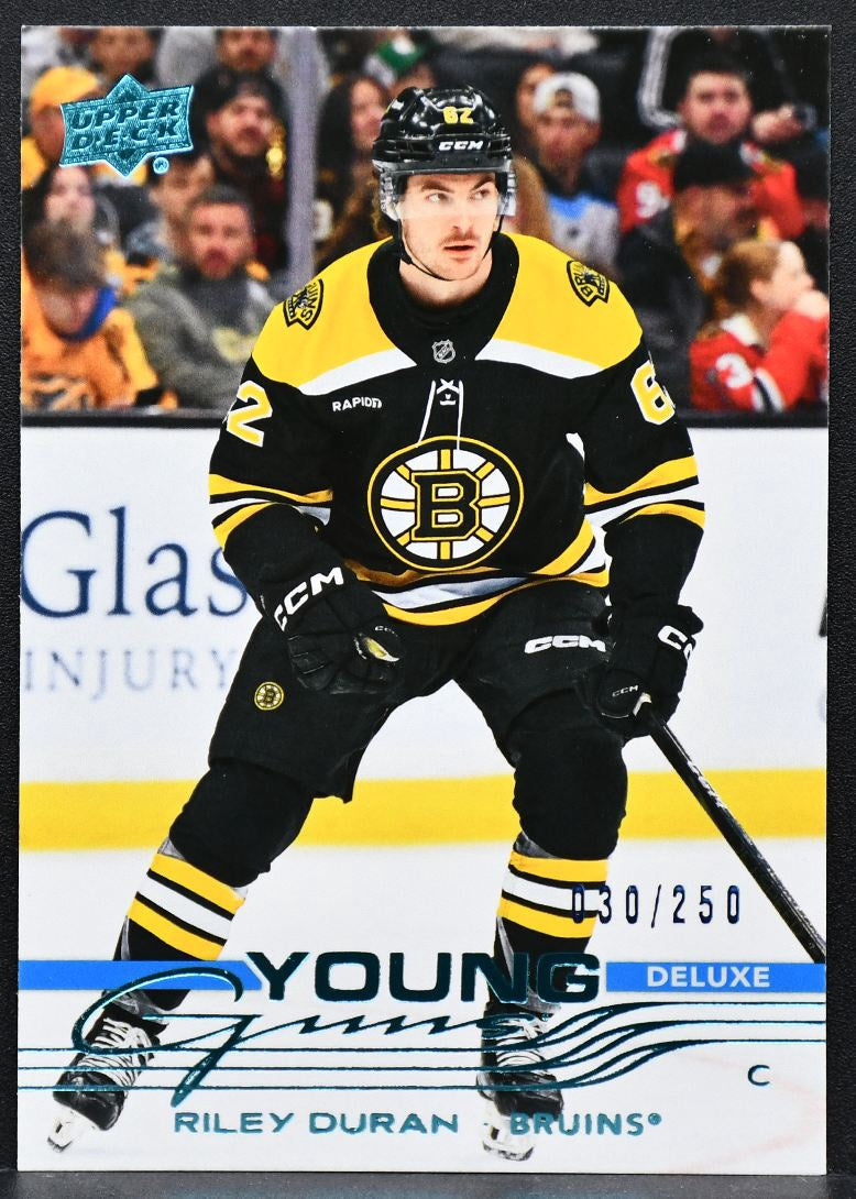 2025-26 UD Series 1 Young Guns Deluxe Riley Duran 211 Boston Bruins RC 030/250 1954