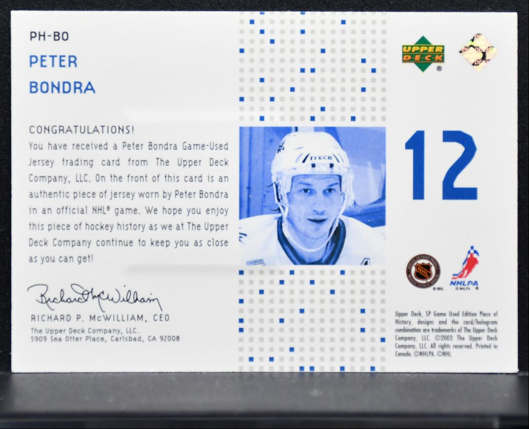 2003-04 SP Game Used Piece of History Peter Bondra Capitals 140/225 Jersey 4732