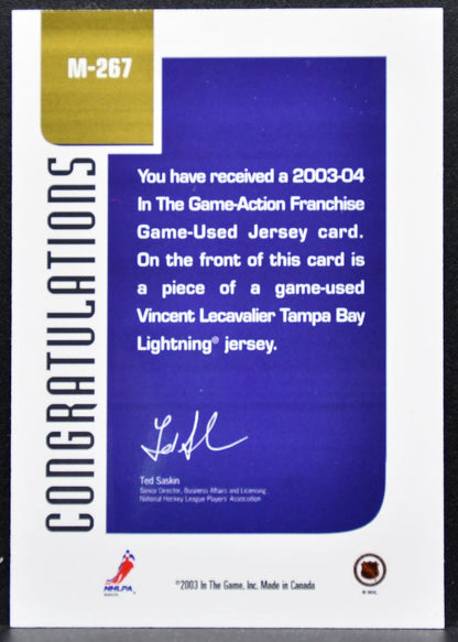 2003-04 In The Game Action Franchise Jerseys Vincent Lecavalier Jersey 4460