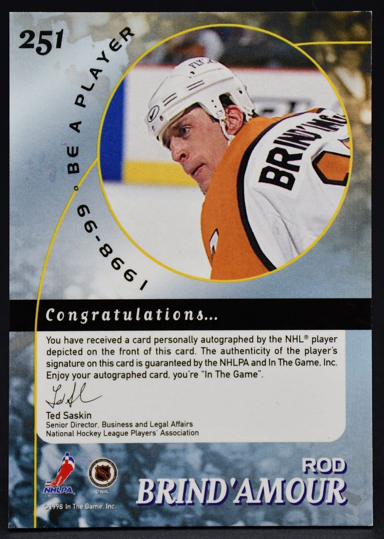 1998-99 In The Game Be A Player Auto Rod Brind'Amour 251 Auto