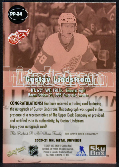 2020-21 Skybox Metal Universe Premium Prospects Lindstrom Red Wings Auto 5514