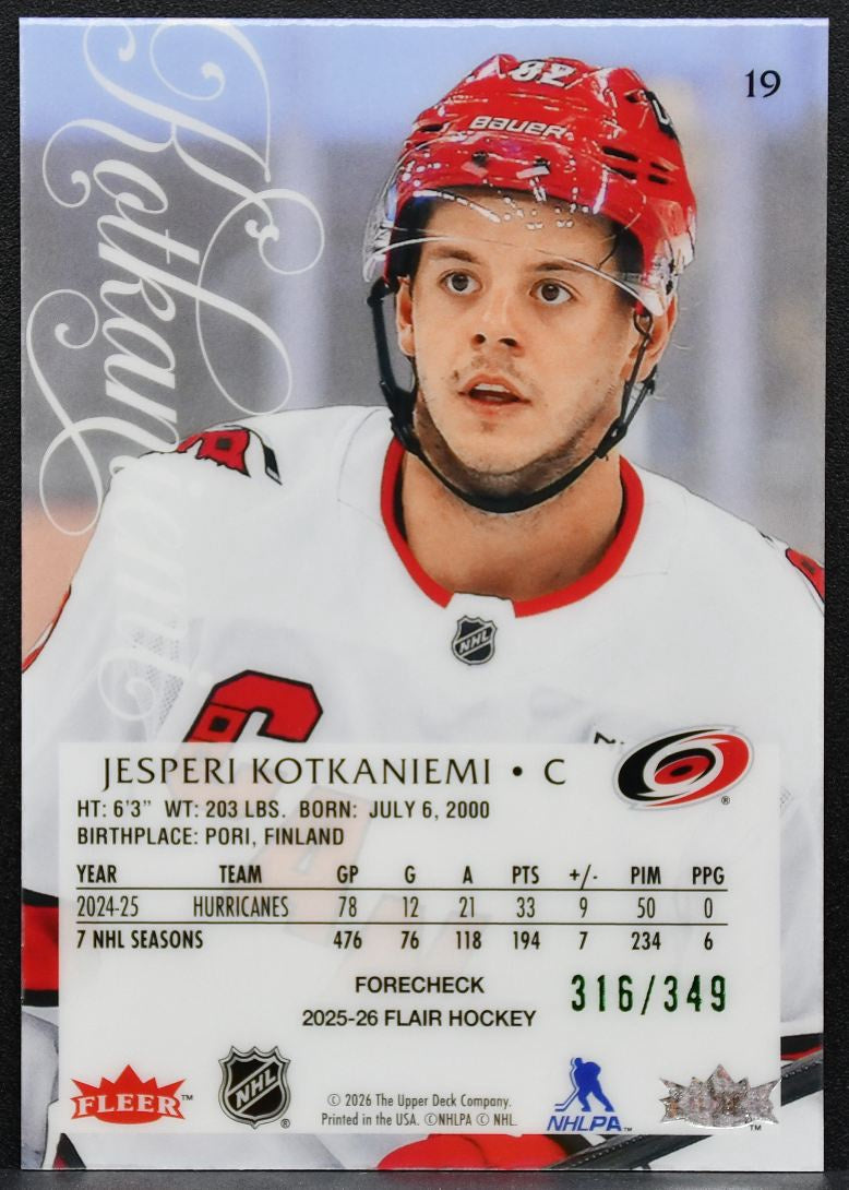 2025-26 Flair Image B Variant Jesperi Kotkaniemi 19 Hurricanes 316/349 4704