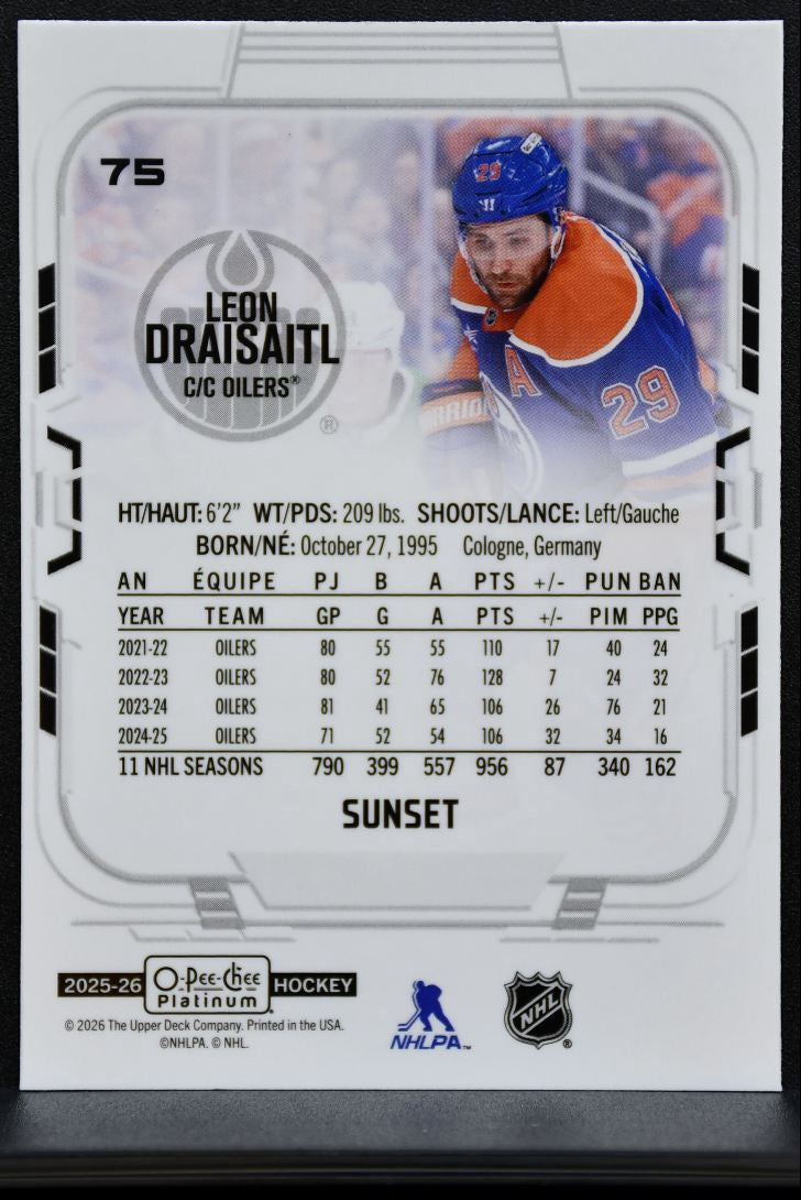 2025-26 O Pee Chee Platinum Sunset Leon Draisaitl 75 Edmonton Oilers 7818