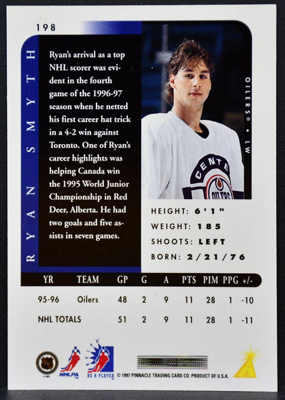 1996-97 Pinnacle Be a Player Autographs Ryan Smyth 198 Edmonton Oilers Auto 0553