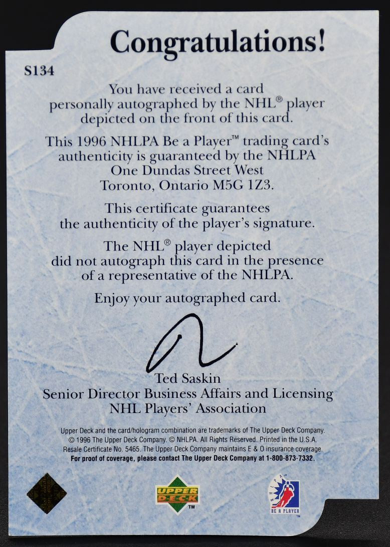 1995-96 UD Be a Player Al MacInnis S134 Auto